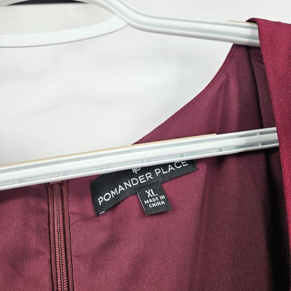 Pomander Place Dress Maroon Merlot Andie Puff Sleeve Fit & Flare Mini Size XL - Picture 4 of 7